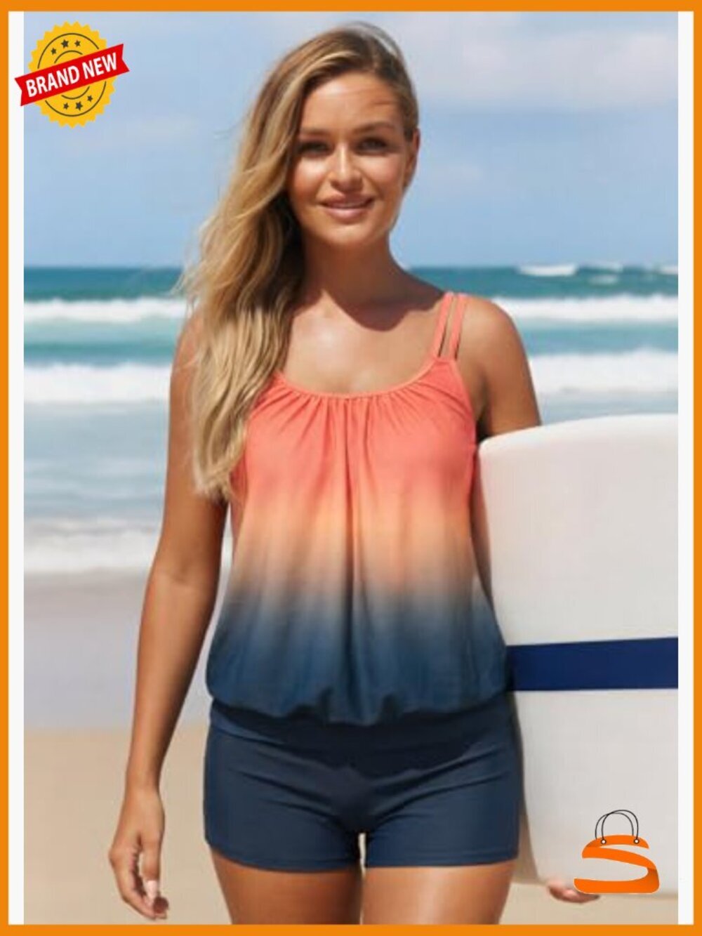 Tummy Control Tankini Swimsuit Set with Boyshorts - Picture 2 of 7